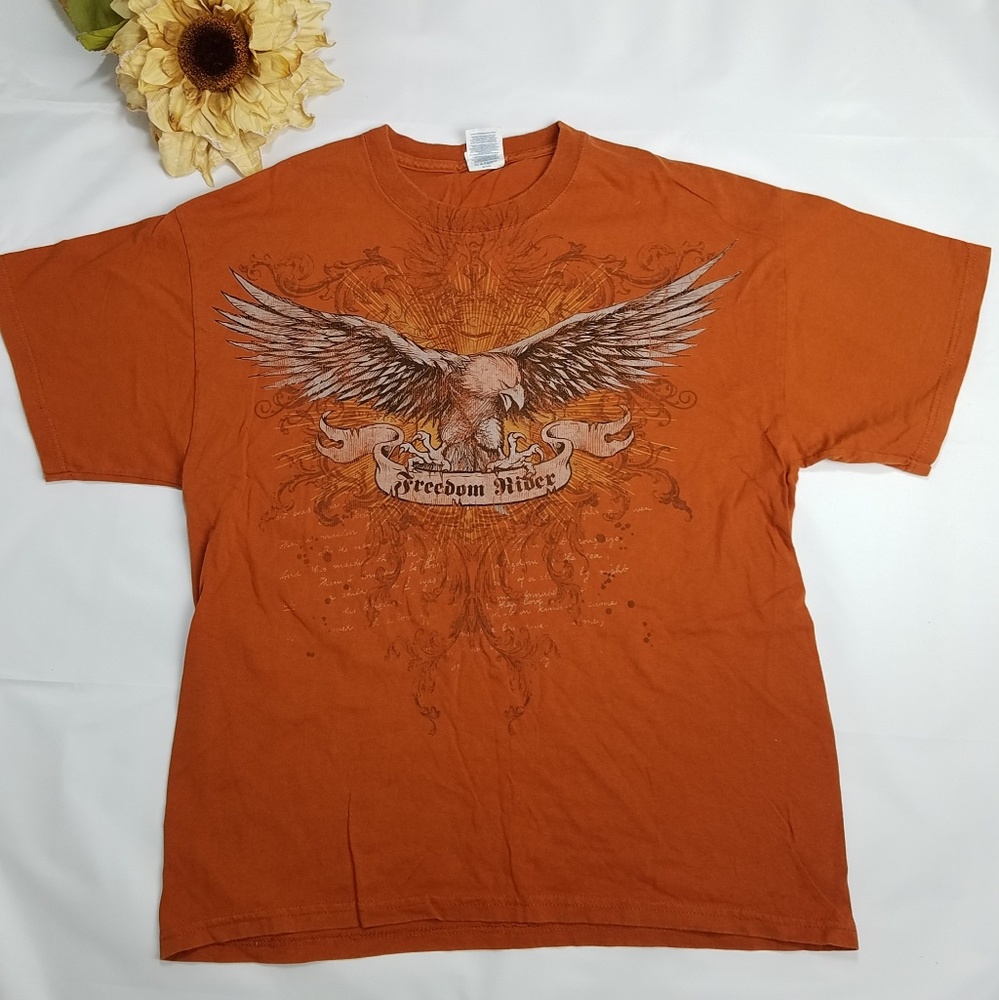 Vintage Orange Motorcycle Graphic T Shirt